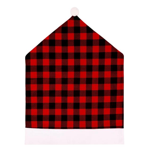 Capas de Assento para Cadeiras de Jantar com Estampa Xadrez para a Festa de Natal - Conjunto de Slipcovers para Decoração de Cozinha e Festa de Fim de Ano