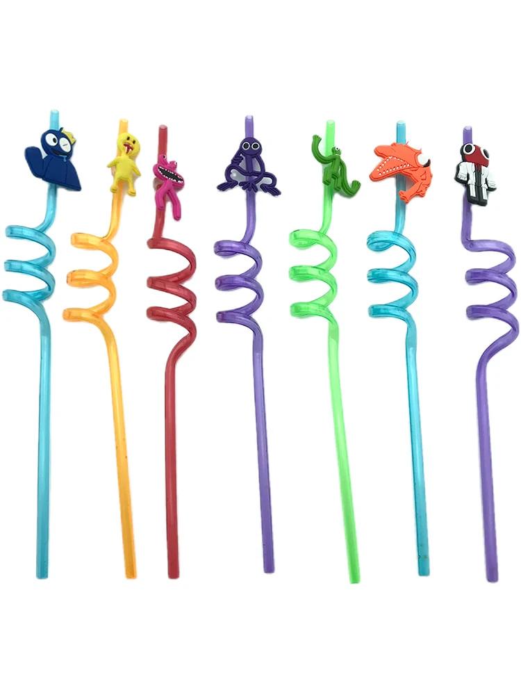 Canudos Plásticos Criativos Personalizados, Decorações de Festa, Reutilizáveis, Coloridos, Amigos dos Desenhos Animados, Interessante, Styling, 7Pcs, 26cm - Image 1