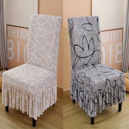 Cadeira de impressão floral estilo nórdico capa elástica, tampas de cadeira removíveis, decorativas, universal, D, 1 pc, 4pcs - Image 1