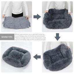 Cama de pelúcia retangular para animais, esteira quente, acessórios para sofá, almofada, pequeno, médio, grande, cachorro, gato, cachorro, inverno - Image 4