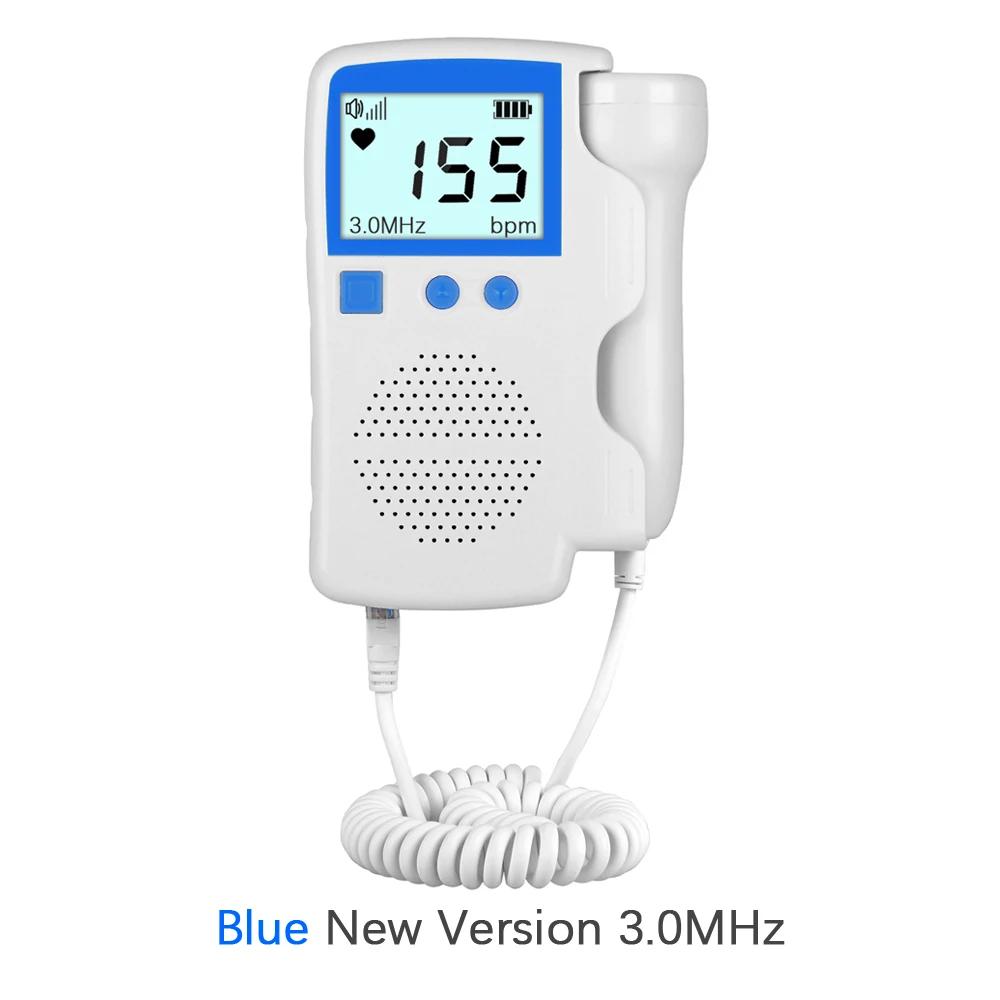 Atualizado 3.0 mhz doppler fetal monitor de freqüência cardíaca em casa gravidez bebê fetal som detector de freqüência cardíaca display lcd sem radiação - Image 1