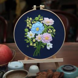 Bordado Cor Thread Flower Starter Kit, Kit bordado estampado para iniciantes, padrão Cross Stitch Kits para adultos - Image 5