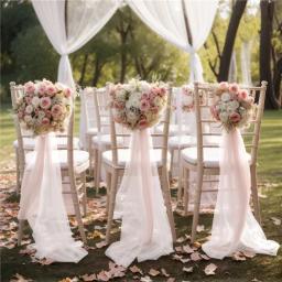 Marfim Chiffon Cadeira Sashes Set, Casamento Sash, Cadeira Covers, Casamento Fita Festa, Corredor Cadeira Decor, 17x250cm, 10 Pcs, 50Pcs - Image 6