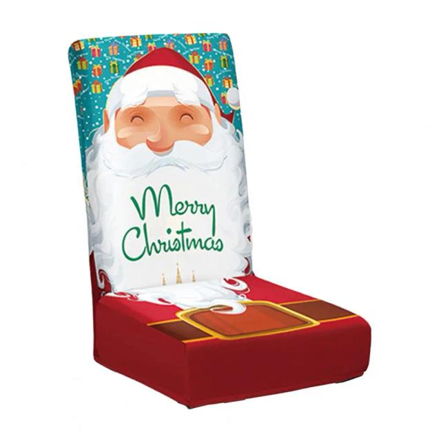 Conjunto de Capas para Cadeiras Stretchable com Estampa Festiva do Papai Noel e Boneco de Neve para o Natal