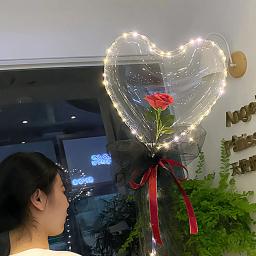 Coração-em forma de rosa balão de flores com luz led dia dos namorados presente enviar namorada festa de casamento adereços brilhantes decorar - Image 5