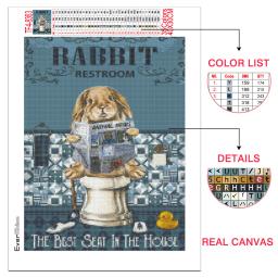 Evershine 5d pintura diamante completo gato animal bordado coelho no afastamento texto mosaico do banheiro ponto cruz decoração de casa - Image 3