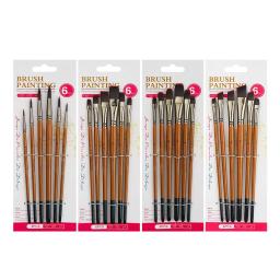 Conjunto de pincel de madeira para pintura aquarela, vinho tinto, cabelo de nylon, 4 tipos de ponto de caneta, caneta tinta a óleo opcional, arte suprimentos, 6 partes - Image 3