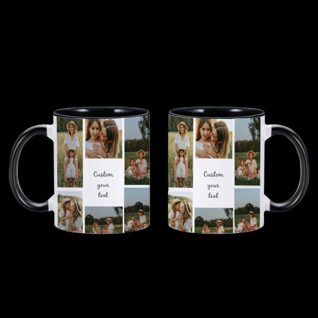 Caneca de Café Personalizada para Mulheres com Impressão de Foto em Ambos os Lados - Várias Cores, 11oz, Ideal para Presentes de Natal