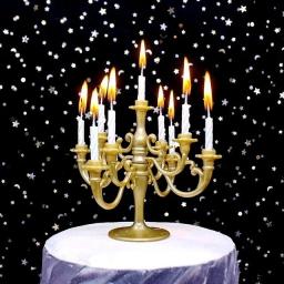 Velas E Suporte De Castiçal, Decorações De Bolo, Bolo De Festa De Aniversário, Castiçais Decoração, 1 Conjunto, 9 peças - Image 5