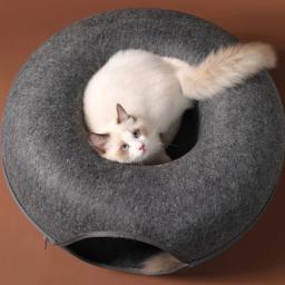 Dupla Utilização Túnel Jogo Interativo Brinquedo, Donut Cat Bed, Indoor Kitten Equipamentos Esportivos, Cat House, Pet Training House - Image 5