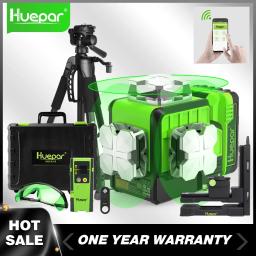 Huepar-Kits Laser Controle Remoto, Linha Cruzada, Auto Nivelamento, Bluetooth, Nível Laser, Bateria de Lítio-ion, Carry Case rígido, 3D - Image 1