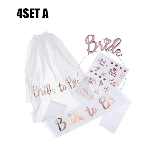 Decorações de Festa de Casamento: Balões, Copos, Banners, Véus e Sashes para Noivas