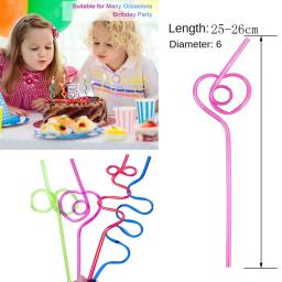 Louco Encaracolado Descartável Canudos, Tubo de plástico colorido, Kids Birthday Party Supplies, Bar Acessórios, 10Pcs - Image 5
