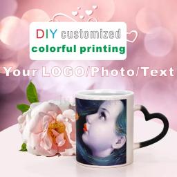 Diy caneca mágica mudança de água quente cor copo de cerâmica personalizar impressão foto logotipo imagem de texto presente criativo amigo presente aniversário - Image 2