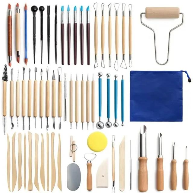 Kit Completo de Ferramentas para Escultura em Argila e Cerâmica - 8 a 62 Peças Essenciais