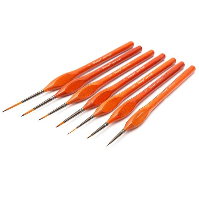 Conjunto de 7 Pincéis de Pintura Miniatura para Detalhes Finos em Acrílico e Óleo