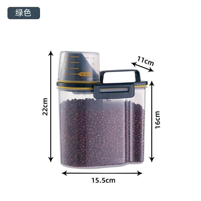 Tanque de Armazenamento de Plástico para Ração com Copo Medidor, Recipiente Selado e à Prova de Umidade para Cães e Gatos