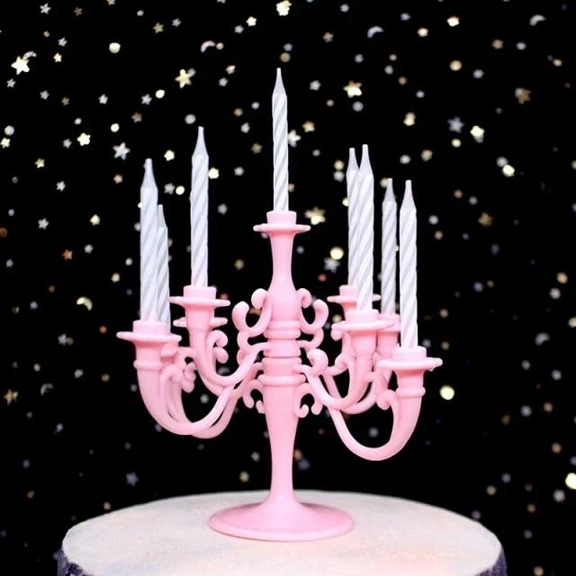 Conjunto Completo de Velas e Suportes para Bolo de Aniversário com 9 Peças Decorativas