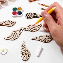80 peças asas de anjo para artesanato placas de madeira enfeites de madeira fatias coloridas para crianças pequenas - Image 3