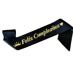 Faixa de ombro cetim para crianças e adultos, decoração de aniversário, bronzeada espanhola Feliz Cumpleaños, feliz aniversário, 1pc - Image 5