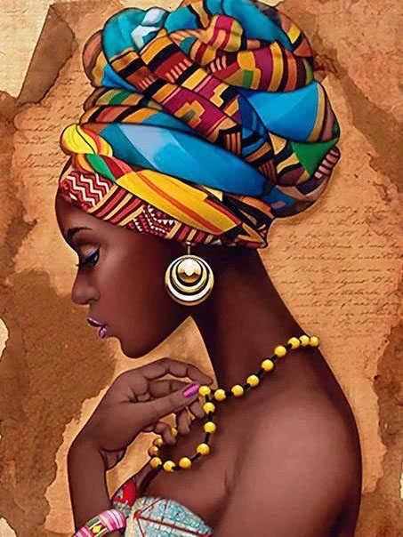 Huacan-pintura a óleo de mulher africana sobre tela, presente de arte pintados à mão, fotos diy por número, kits figura menina, decoração - Image 1