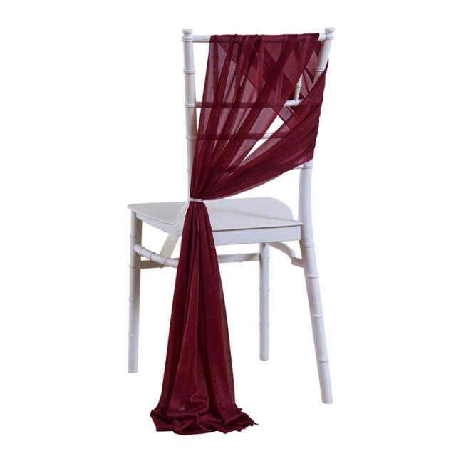 Conjunto de Fitas para Cadeiras em Marfim Chiffon para Casamentos e Festas - 10 ou 50 Peças de 17x250cm