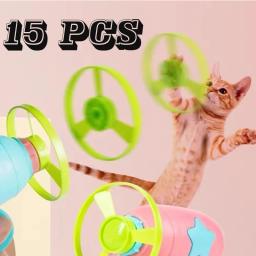Interativo Pet Play Training Launcher, Discos Voadores com Som Pequeno, Gatinho Jogando Brinquedo, Acessórios para Gato, 1 Conjunto, 15Pcs - Image 3