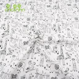 Chainho-Tecido De Algodão De Tecer De Sarja Impressa, Tecido De Patchwork, Costura DIY, Material De Quilting, Série Preto e Branco, 3 Especificação, C137 - Image 4