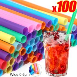 Descartável Grande Plástico Canudos, Colorido, Pérola, Bolha, Leite, Chá, Smoothie, Bebida, Fontes do Partido, Bar Acessórios, 100Pcs - Image 1
