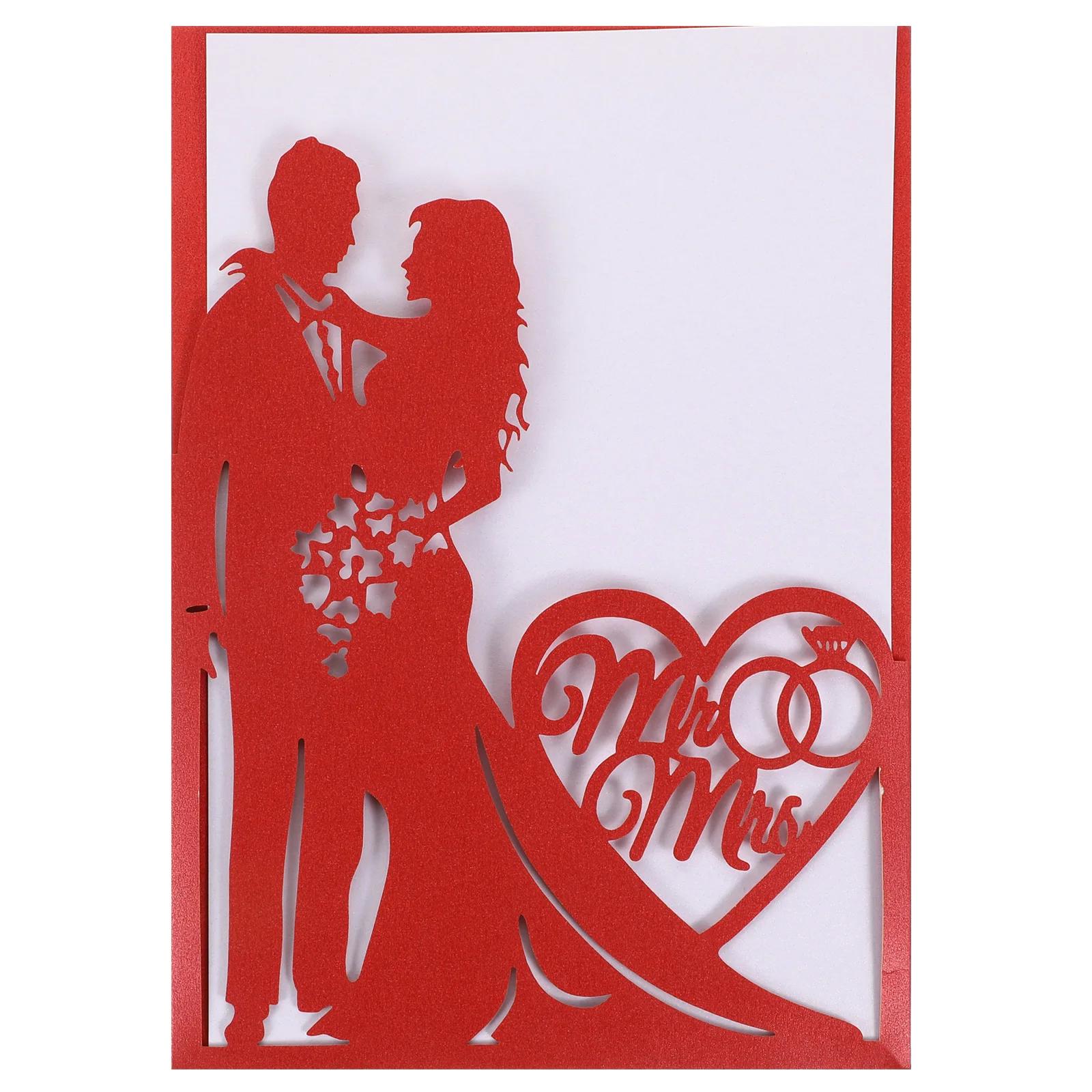 Escavar cartões do convite para o casamento, papel noiva e noivo convites cartões, 10 unid - Image 1