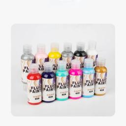 Conjunto De Pintura Fluida De Célula Acrílica, Urso Material Embrião Branco, 60ml - Image 6