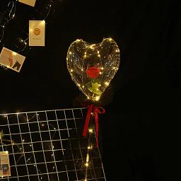 Coração-em forma de rosa balão de flores com luz led dia dos namorados presente enviar namorada festa de casamento adereços brilhantes decorar - Image 1