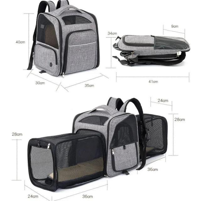 Mochila Pet Expansível para Cães e Gatos - Transportadora Respirável para Viagens com Conforto e Estilo