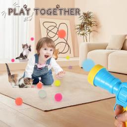 Brinquedo interativo treinamento de lançamento para gatos, Criativo Mini Jogos de Tiro, Stretch Plush Ball Toys, Pet Shop, Gatinho, Gato - Image 3