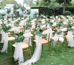 10/50 pçs 17x250cm brilhante chiffon cadeira faixas conjunto faixa gaze cadeira de casamento cobre fita festa de casamento corredor cadeira decoração - Image 1