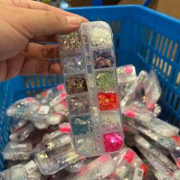 Conjunto de lantejoulas com glitter para arte em unhas, 12 cores, tamanhos mistos, flocos iridescentes para unhas acrílicas, pó de glitter gradiente, decorações de unhas * - Image 4