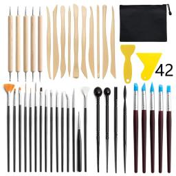 42/61 Pçs/set Kit de Ferramentas de Escultura de Argila de Cerâmica para Artesanato de Arte Ferramenta de Escultura de Argilas de Cera Cerâmica, Conjunto de Ferramentas de Modelagem de Escultura de Cerâmica - Image 1