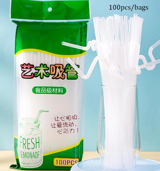 Conjunto de 100 Canudos Coloridos e Pretos de Plástico para Festas, Casamentos e Cozinha - Ideal para Bebidas em Atacado