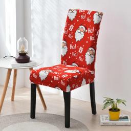 Capa de cadeira sala de jantar decoração de natal 2023 papai noel floco de neve impressão cadeira do escritório cobre estiramento removível cadeira assento capa - Image 4
