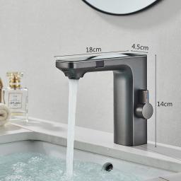 Torneira da bacia do sensor inteligente com tela digital, Torneira misturadora de água quente e fria, Vanity Touchless Faucet para banheiro, Torneira de torneira - Image 2
