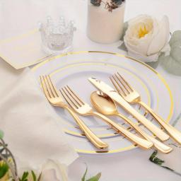 Louça De Plástico Reutilizável Durável, Elegante Prata Rosa Ouro, Adequado para Festas Casamentos e Feriados - Image 4