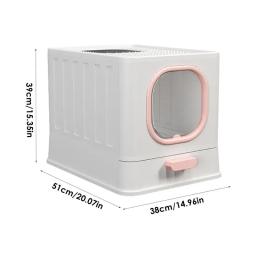 Caixa de areia dobrável transparente com tampa para gato, entrada frontal, saída superior tipo gaveta, anti-respingo, anti-odor, suprimentos para animais de estimação - Image 6