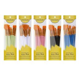 Conjunto De Pincéis De Tinta Acrílica, Cabeça De Escova De Nylon Aquarela, Pintura A óleo, Guache, 5 Pacotes, 60Pcs - Image 1