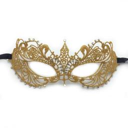 Máscara de olho de renda e diamante dourada e prata para adulto masculino e feminino, festa, máscara de meia face feminina, adulto - Image 4
