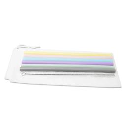 Conjunto de canudos de silicone reutilizáveis, extra longos, flexíveis canudos com escovas de limpeza para bar e festa, 6 peças por conjunto - Image 5