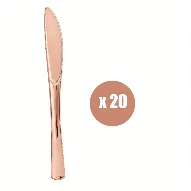Louça Reutilizável de Plástico Elegante em Prata, Rosa e Ouro para Festas, Casamentos e Feriados