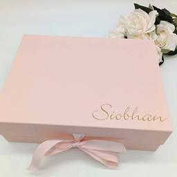 Caixa de presente personalizada com fita, nome personalizado e papel Keepsake Box, luxo, festa nupcial, dama de honra, proposta, branco, preto, rosa - Image 3