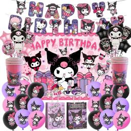 Balão temático Sanrio dos desenhos animados, Festa de aniversário Suprimentos, Banner, Látex Balão Decoração, Bolo Suprimentos, Copos de Presente Infantil - Image 1