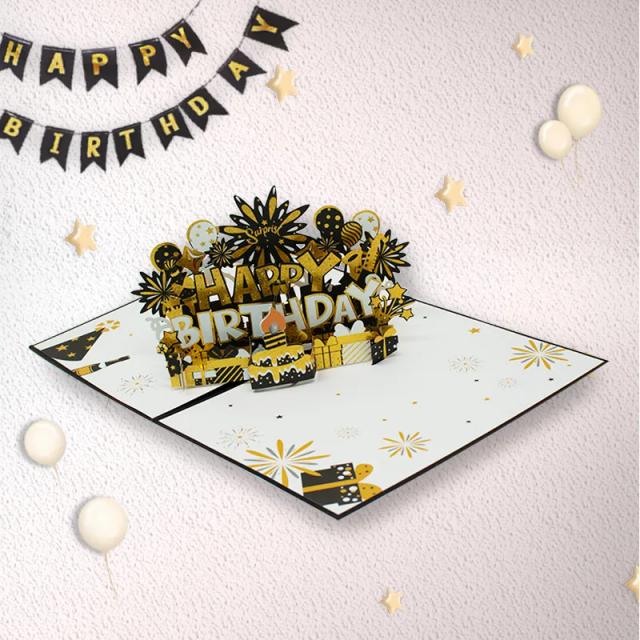 Cartão de Aniversário 3D Musical com Envelope Iluminado para Homens e Maridos