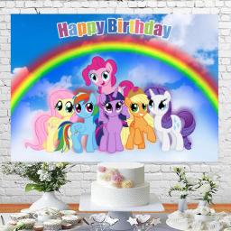 Arco-íris Unicórnio Tema Foto De Fundo, Little Pony Birthday Party Supplies, Favores Da Festa De Aniversário Da Menina, Fundo De Estúdio De Fotografia - Image 2